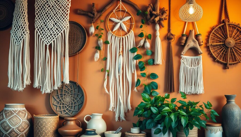 wall art in bohemian decor