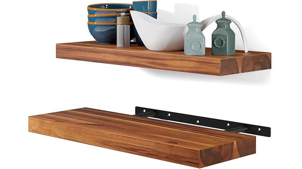 acacia wall shelves set
