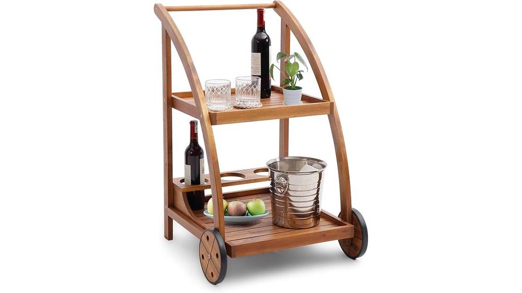 acacia wood bar cart