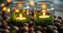 acorn moss tea light decor