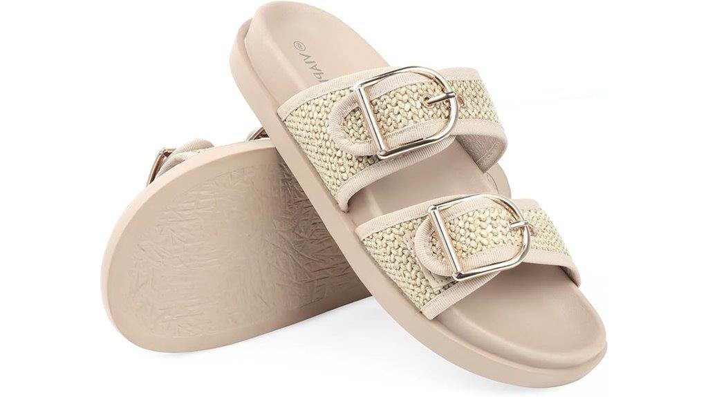 adjustable buckle flat sandals