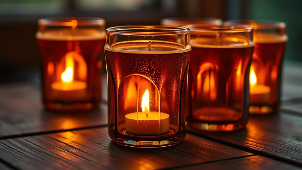 amber glass candle lighting