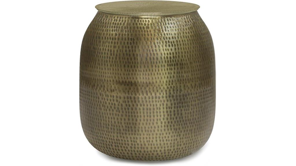 antique gold metal side table
