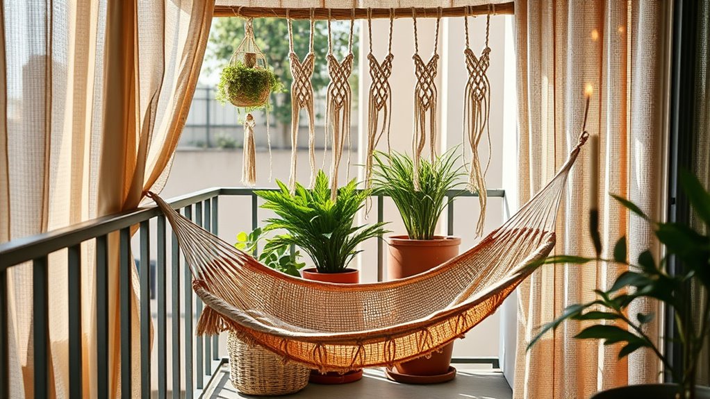 balcony hammock and macram