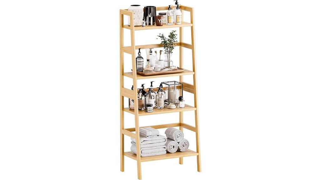 bamboo ladder shelf bookcase