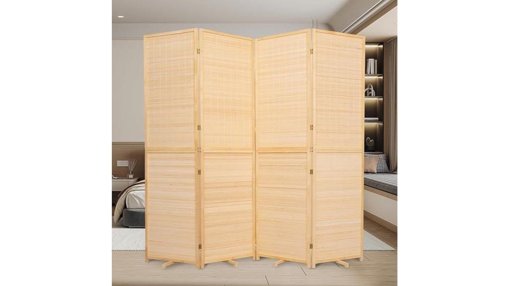 beige bamboo folding screen