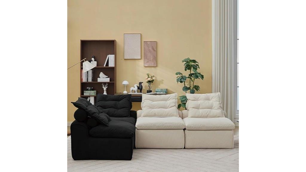 beige black modular sofa