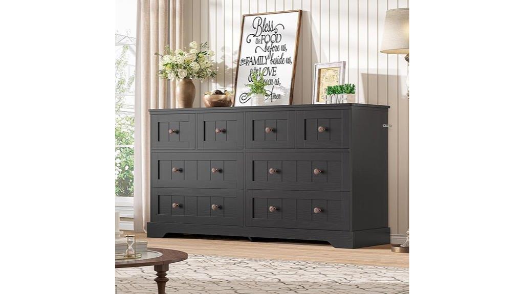 black 8 drawer dresser