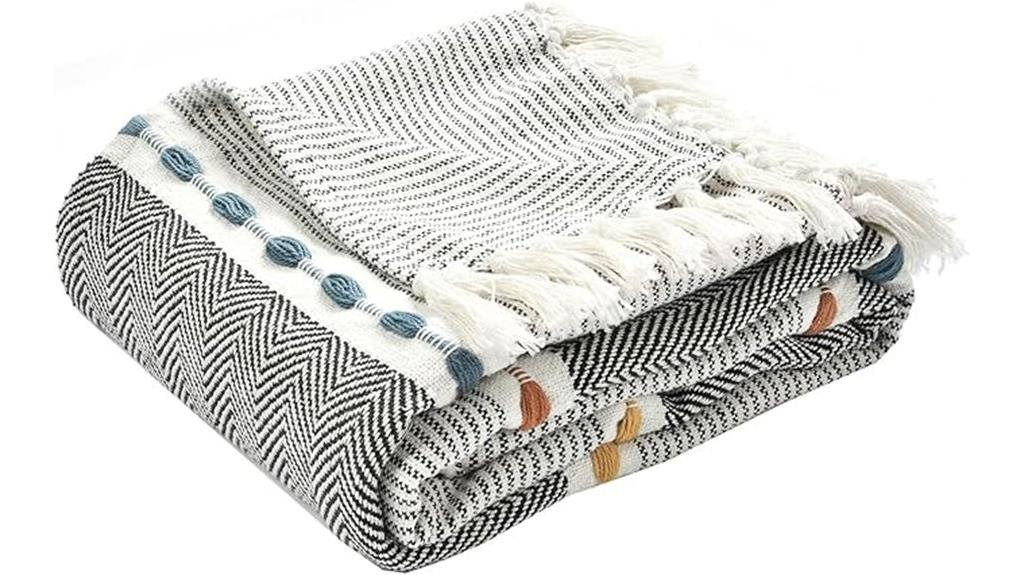 black herringbone cotton blanket