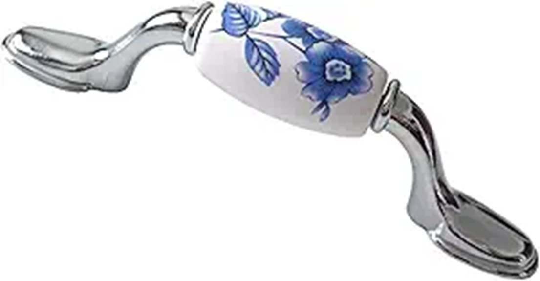 blue floral cabinet pulls