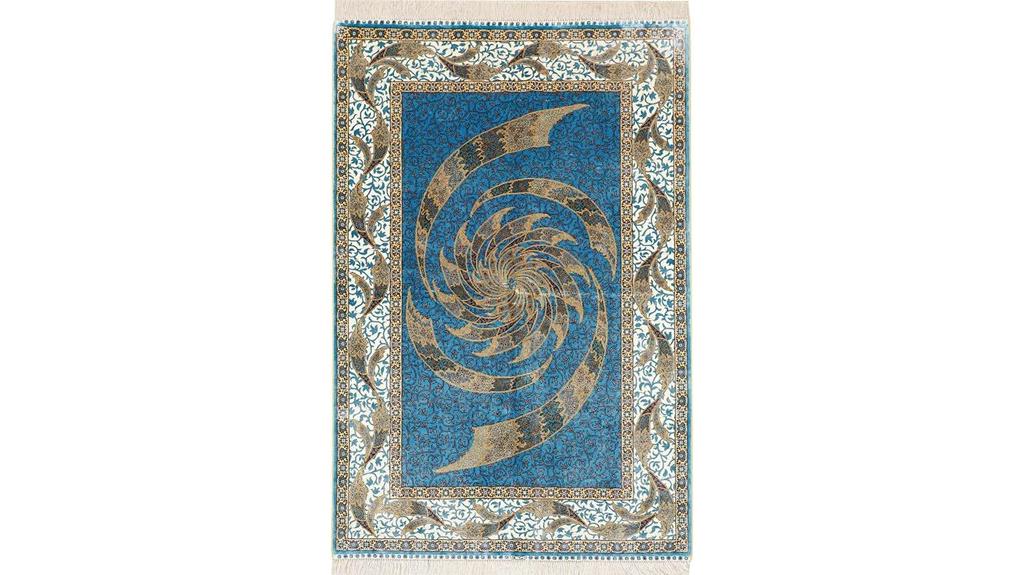 blue handmade medallion rug