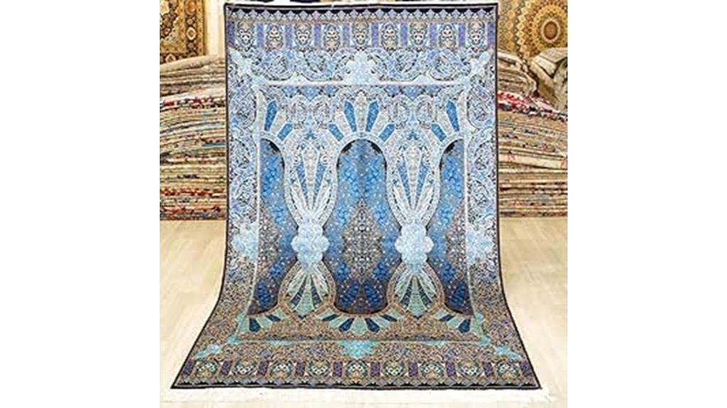 blue handmade vintage silk rug