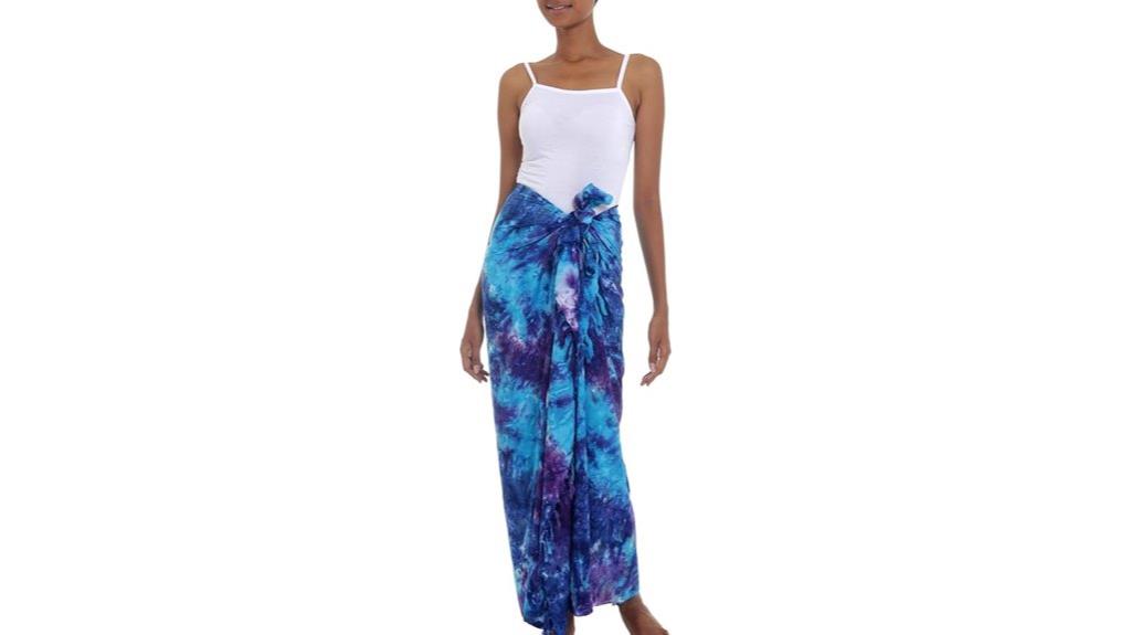 blue purple tie dye sarong