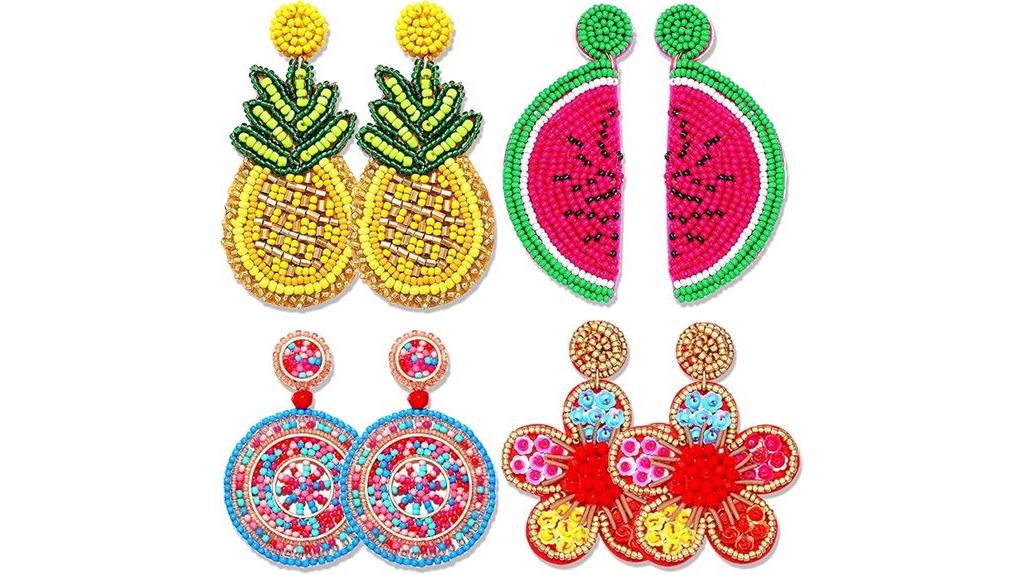 boho beaded dangle earrings