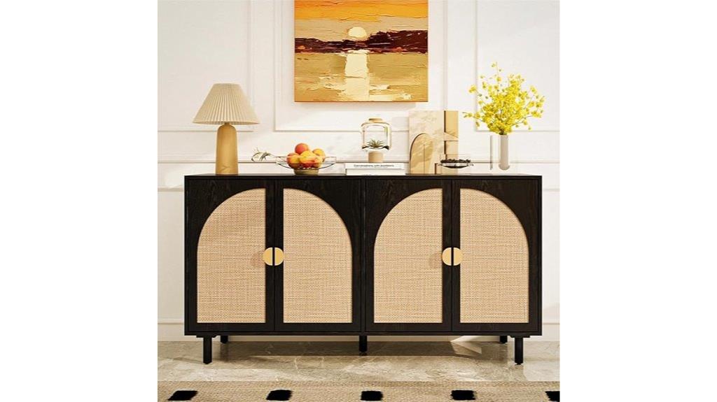 boho black rattan sideboard