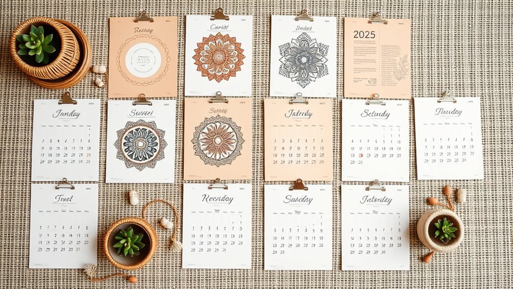 boho calendar ideas 2025