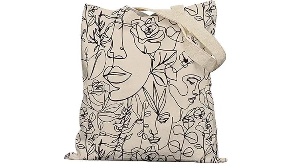 boho canvas shopping tote