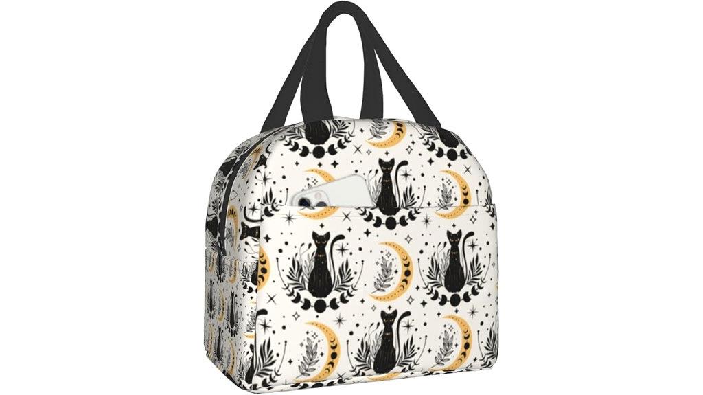 boho cat lunch bag
