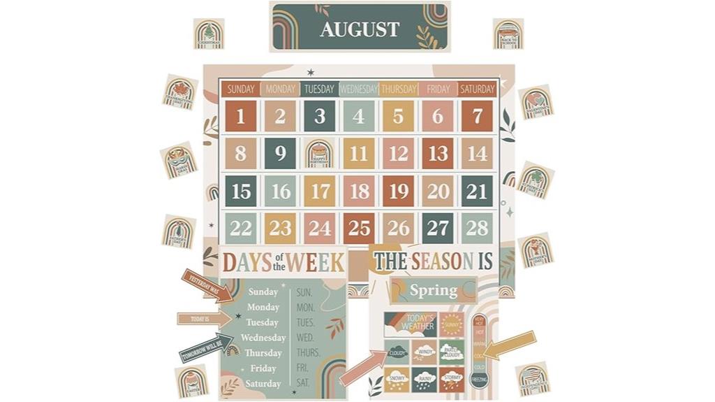 boho classroom calendar decor