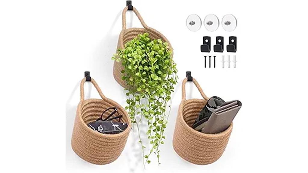 boho fabric wall baskets