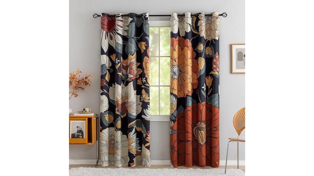boho floral blackout curtains