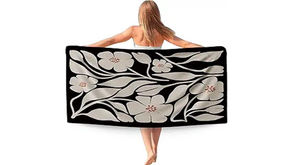 boho floral microfiber towel
