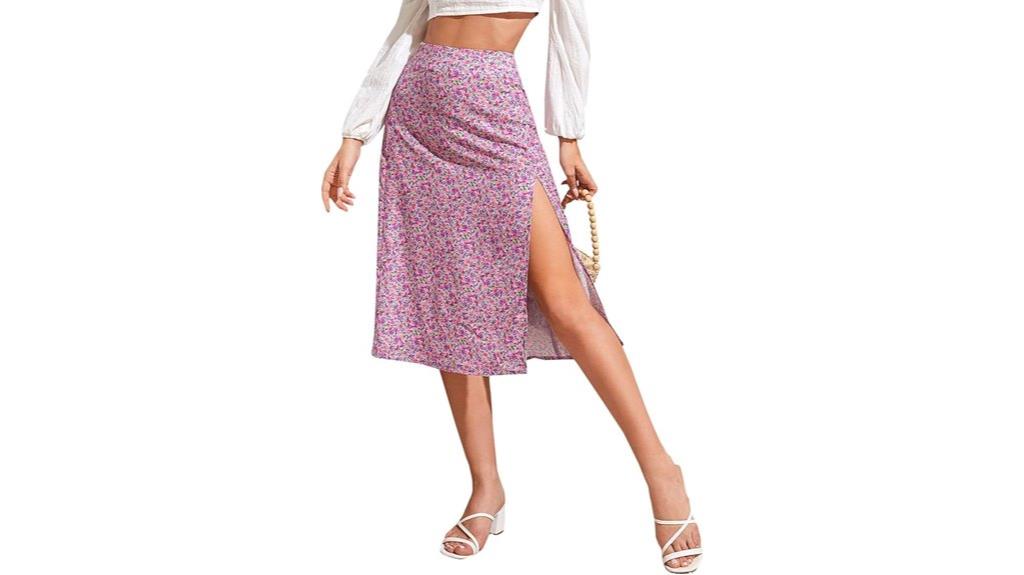 boho floral midi skirt