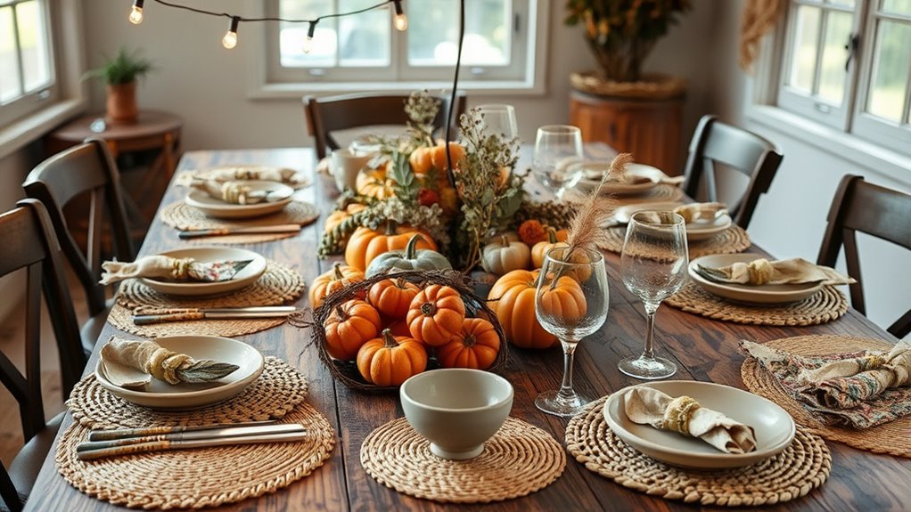 boho friendsgiving table settings