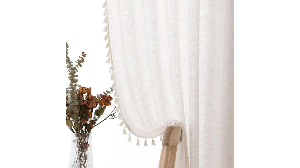 boho linen curtain set
