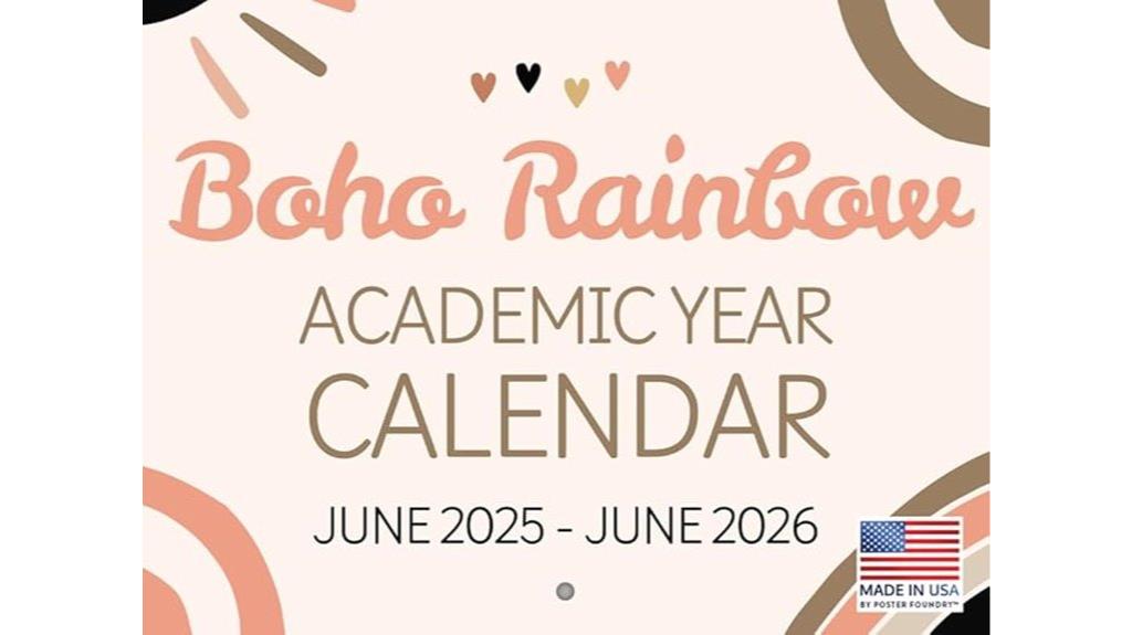 boho rainbow calendar 2025