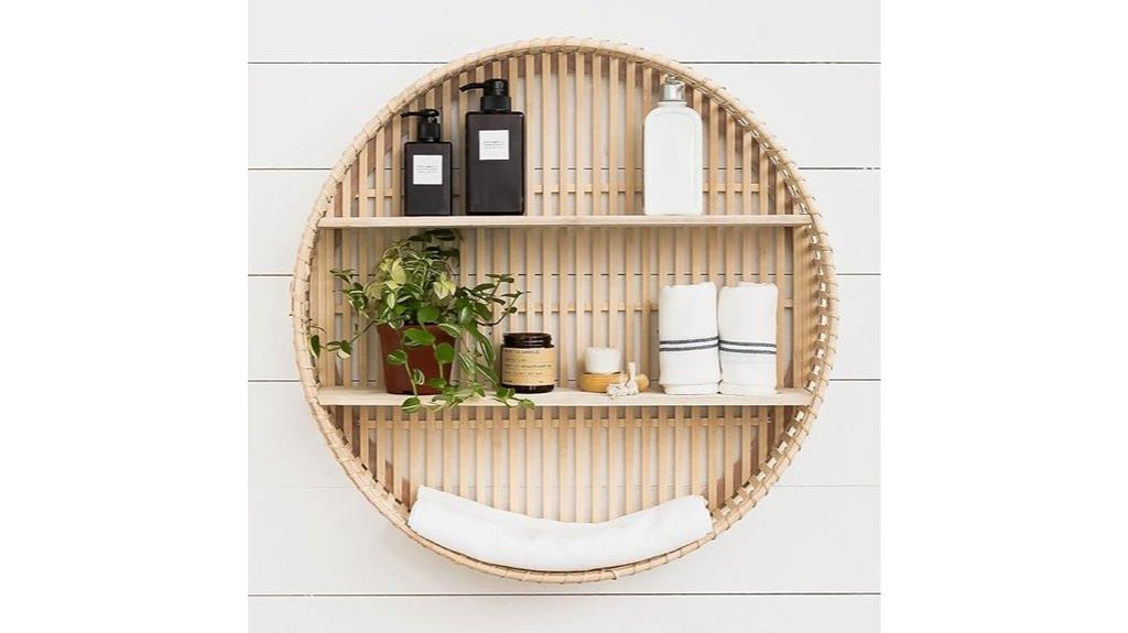 boho rattan wall shelf