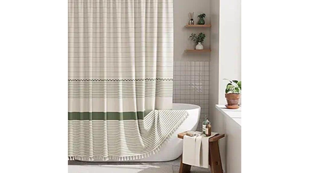 boho tassel shower curtain