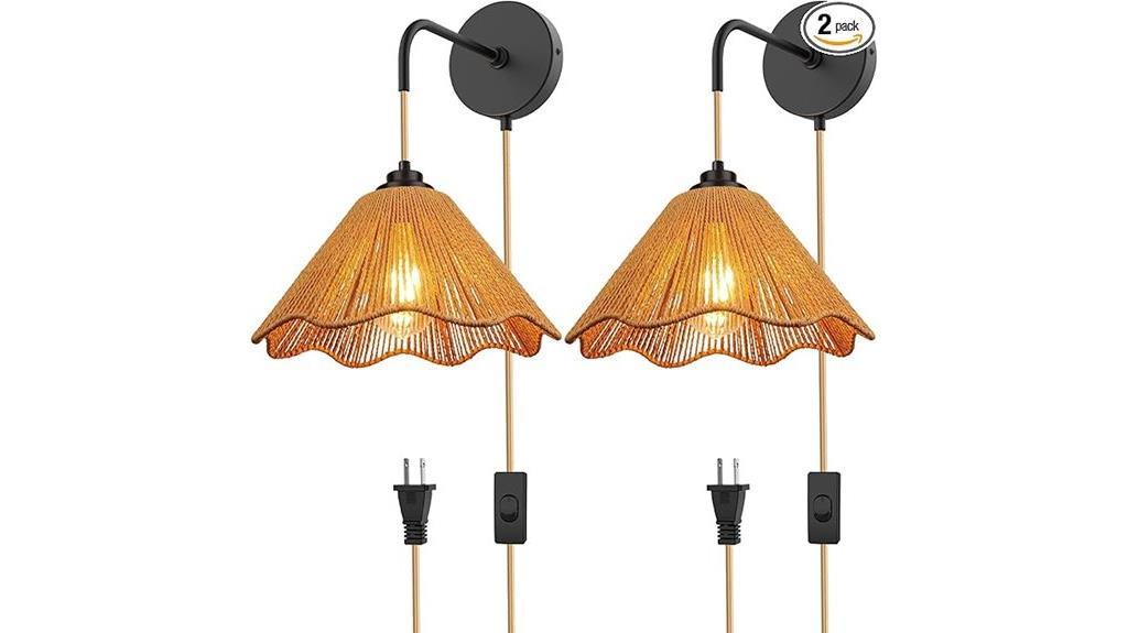 boho wall sconces pair