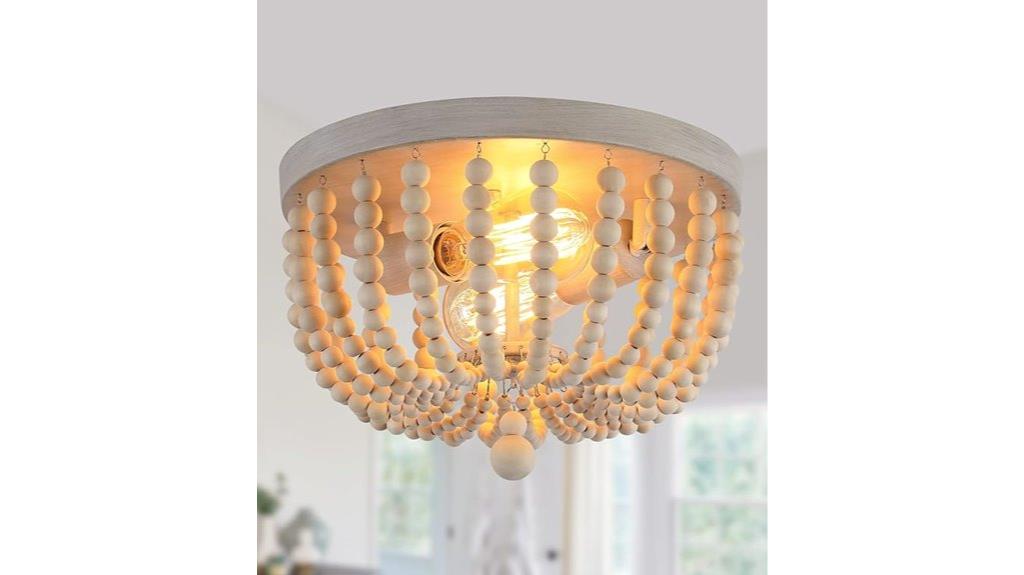 boho wood bead chandelier