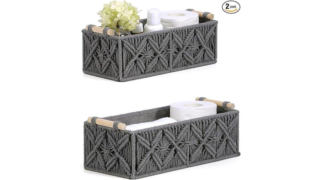 boho woven storage baskets