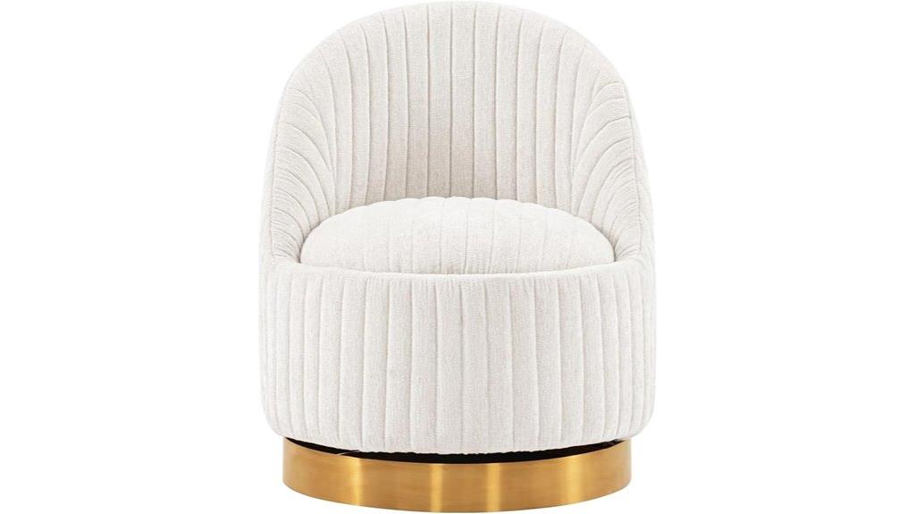 boucle upholstered swivel chair