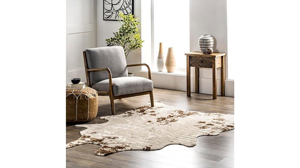 brown faux cowhide rug