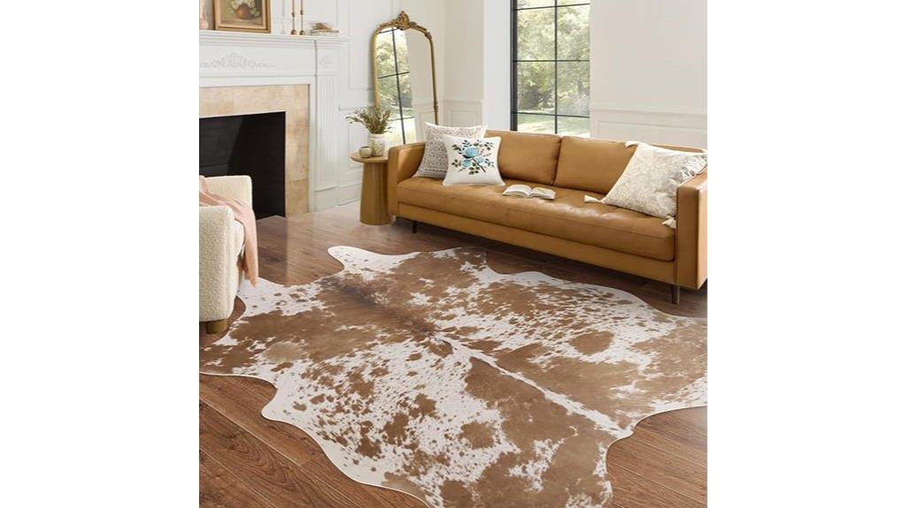 brown faux cowhide rug