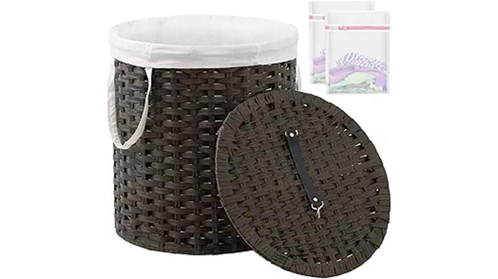 brown wicker laundry hamper