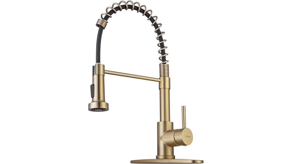 brushed gold pull down faucet