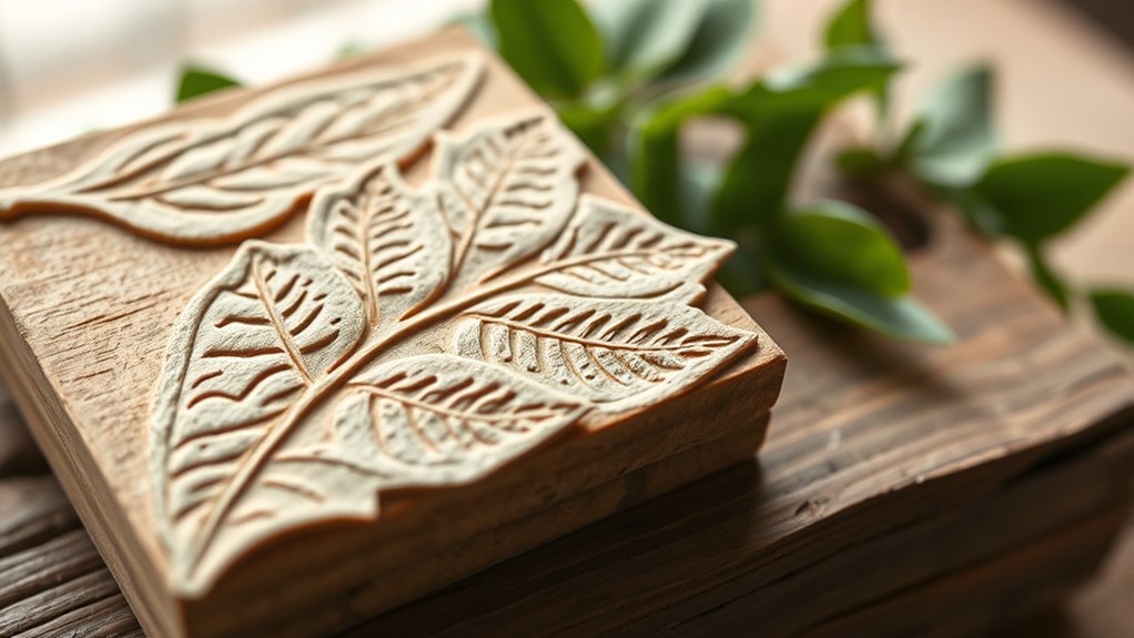 carve natural leaf stamps