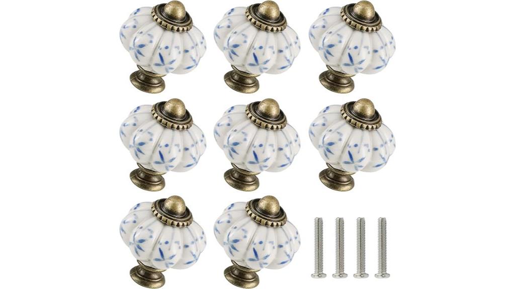 ceramic ivory blue knobs