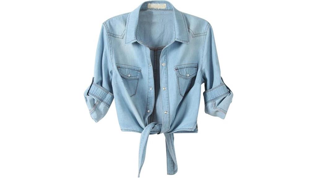 chambray crop top tie