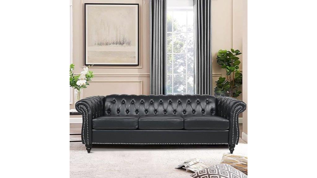 chesterfield leather tufted sofa