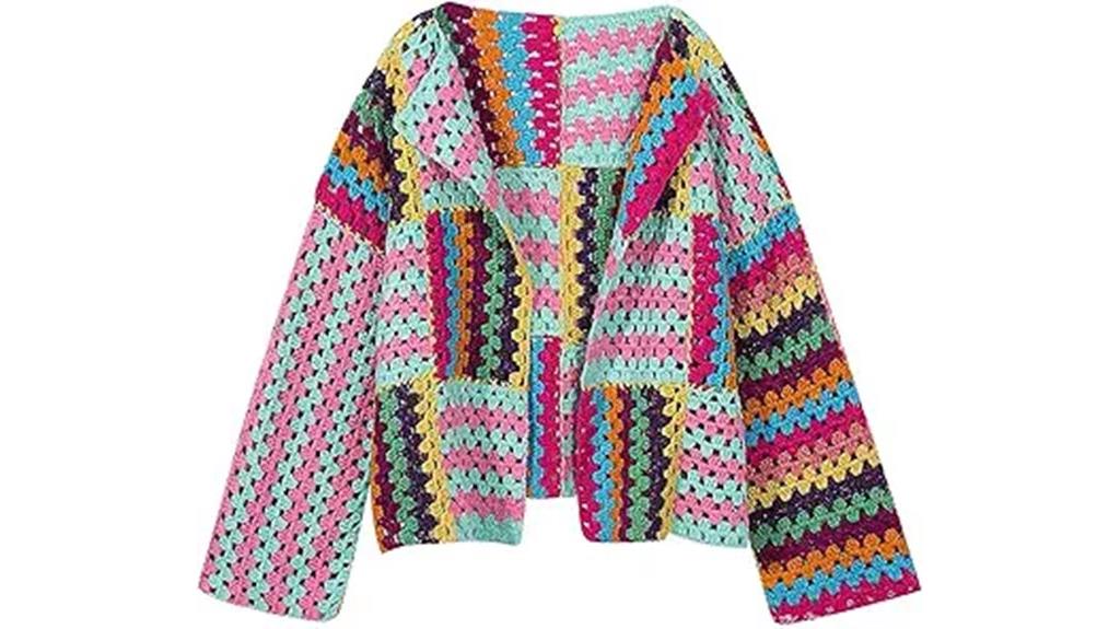 colorful crochet boho cardigan
