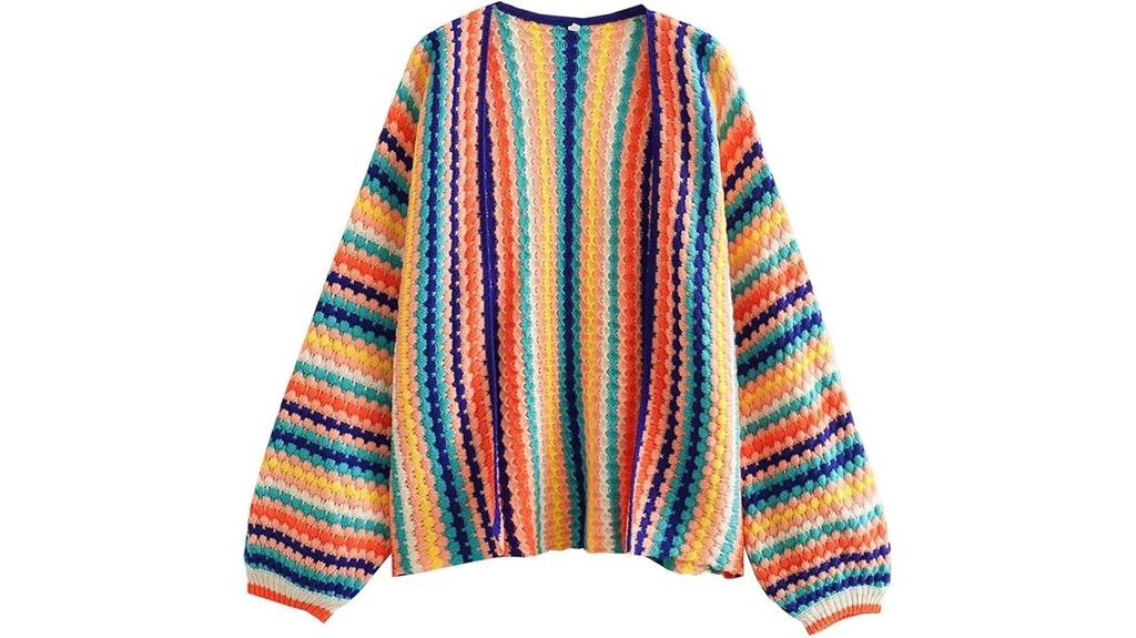 colorful crocheted v neck top