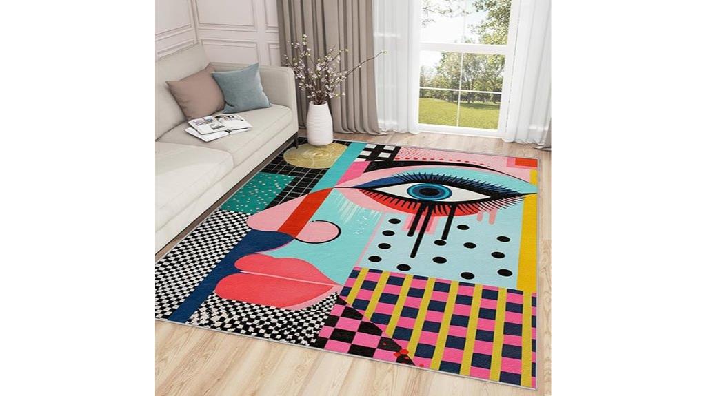 colorful geometric eye rug