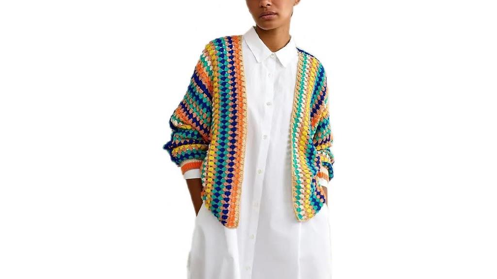 colorful rainbow crochet cardigan