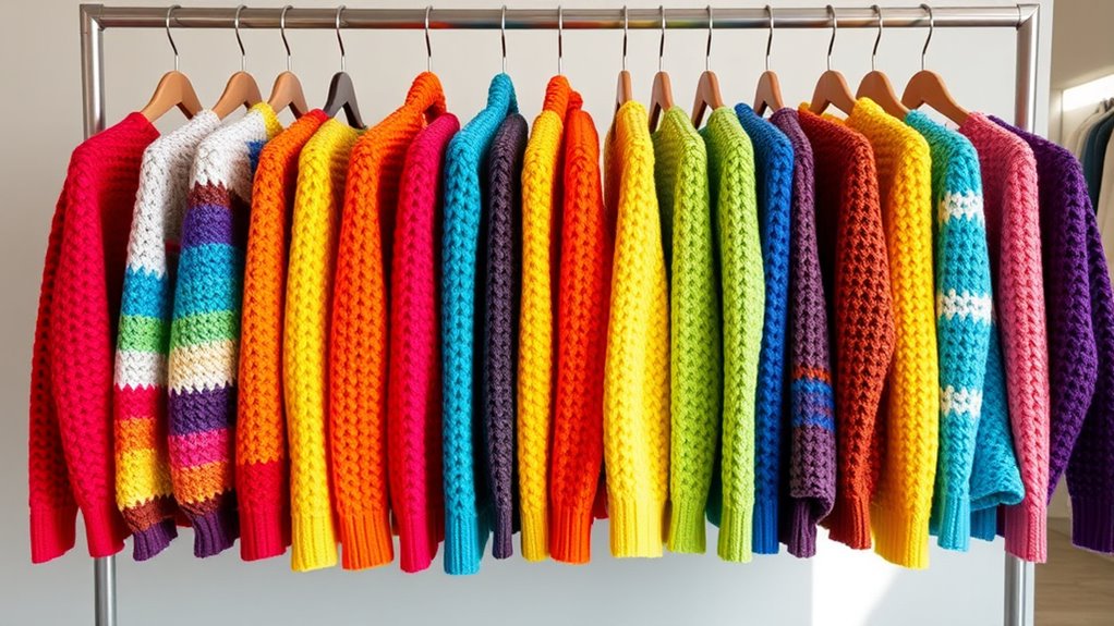 colorful rainbow crochet cardigans