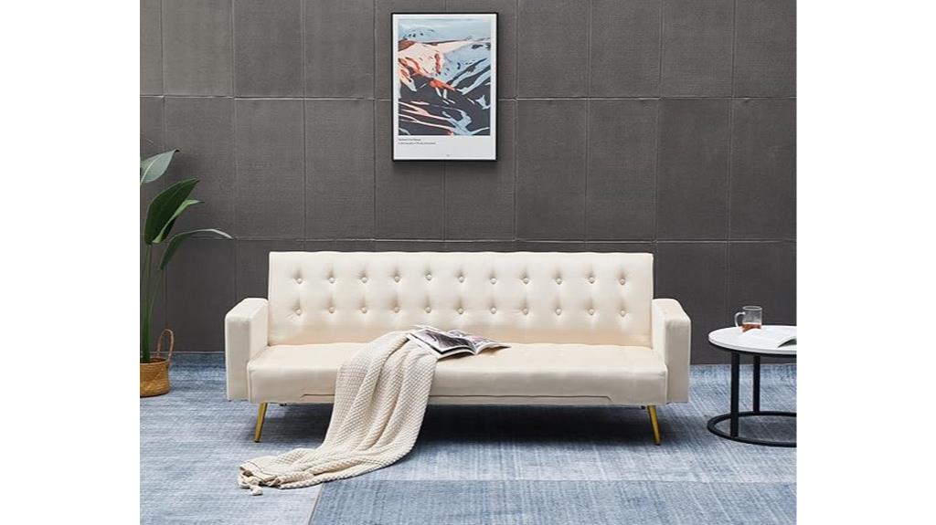 compact velvet tufted sofa